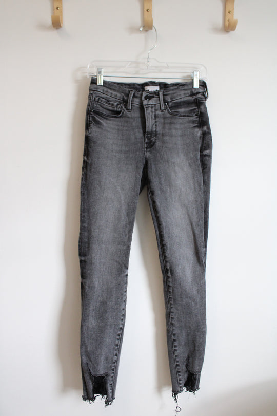 Good American Frayed Hem Gray Skinny Jeans | 4/27