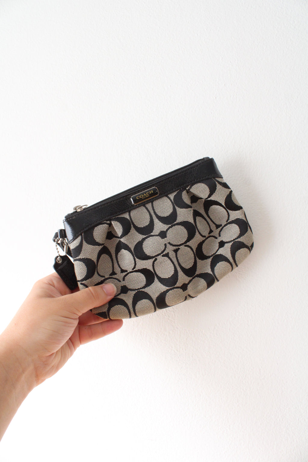 Coach Black Signature Monogram Wristlet Wallet