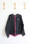 Under Armour Black & Neon Pink Full Zip Jacket | Youth M