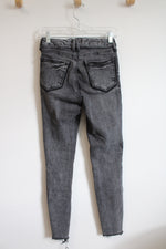 Good American Frayed Hem Gray Skinny Jeans | 4/27