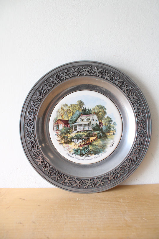 Currier & Ives "American Homestead Summer" Pewter Decorative Plate