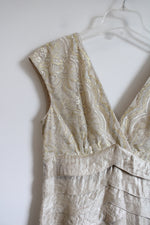 Adrianna Papell Metallic Gold Ruffled Lace Dress | 10