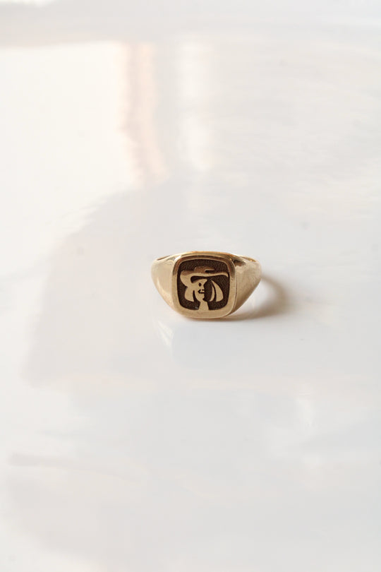 10K Yellow Gold Quaker Oats Man Ring | Size 9