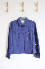 Christopher & Banks Blue Zip Up Top | M