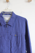 Christopher & Banks Blue Zip Up Top | M