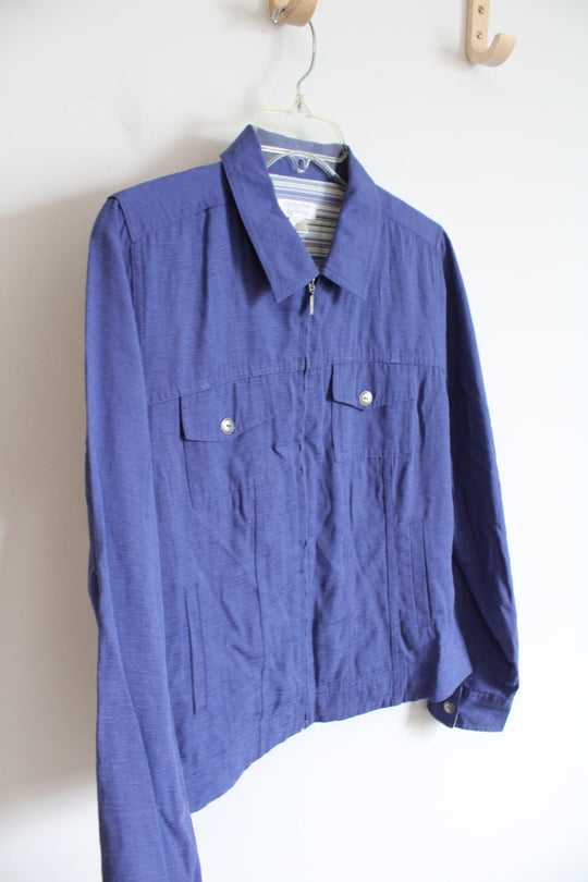 Christopher & Banks Blue Zip Up Top | M