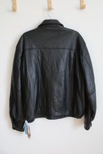NEW Columbia Black Leather Bomber Jacket | L
