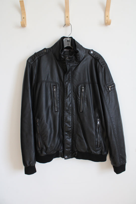 NEW Calvin Klein Black Faux Leather Jacket | L