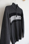 U.S. Polo Assn. Gray & Black Striped Quarter Zip Sweater | M