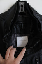 NEW Calvin Klein Black Faux Leather Jacket | L