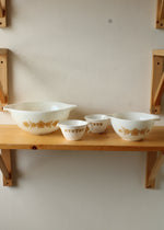 Vintage Pyrex Butterfly Gold Milk Glass 4 Piece Set