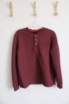Coleman Maroon Thick Sherpa Lined 1/4 Button Down Shirt | M