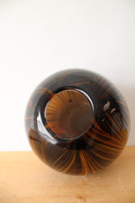 Vintage Hand Blown Brown Striped Round Vase | 7.25"