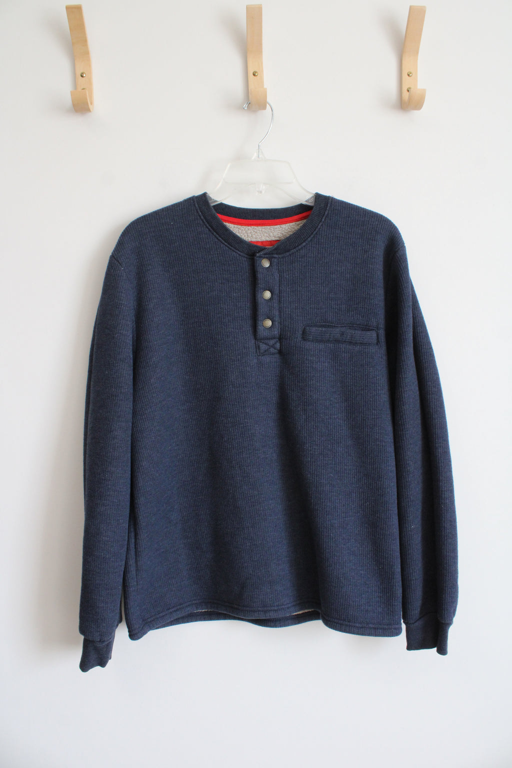 Coleman Blue Thick Sherpa Lined 1/4 Button Down Shirt | M