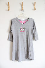 Pillow Talk Gray Penguin Snow Happy Pajama Top | M