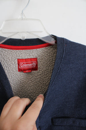 Coleman Blue Thick Sherpa Lined 1/4 Button Down Shirt | M