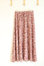 NEW Simlu Pink Floral Drawstring Elastic Waistband Maxi Skirt | M