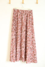 NEW Simlu Pink Floral Drawstring Elastic Waistband Maxi Skirt | M