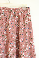 NEW Simlu Pink Floral Drawstring Elastic Waistband Maxi Skirt | M