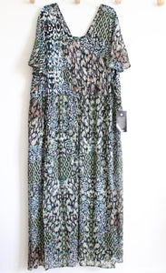 NEW Avenue Blue Green Leopard Patterned Jumpsuit Dress