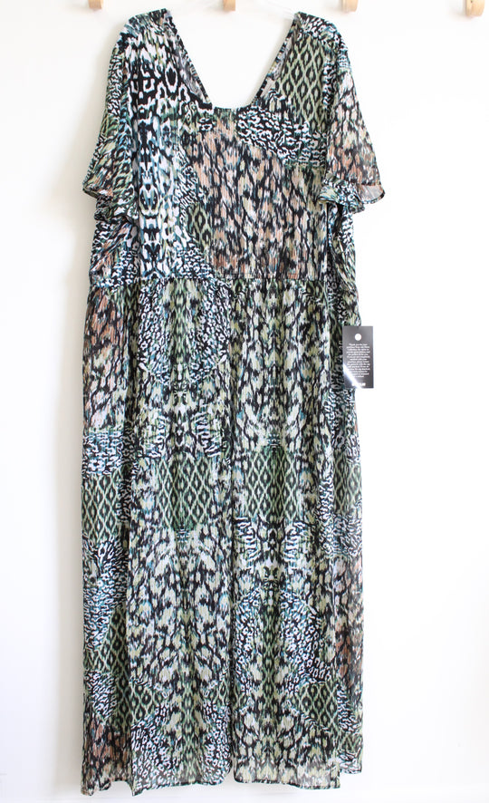 NEW Avenue Blue Green Leopard Patterned Jumpsuit Dress