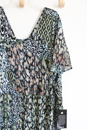NEW Avenue Blue Green Leopard Patterned Jumpsuit Dress