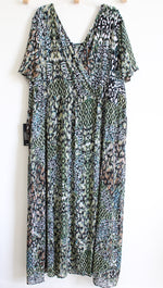 NEW Avenue Blue Green Leopard Patterned Jumpsuit Dress