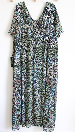 NEW Avenue Blue Green Leopard Patterned Jumpsuit Dress