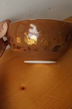 Vintage Pyrex Brown and Gold Early American Cinderella Mixing Bowl