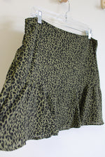 Trixxi Green Leopard Print Chiffon Mini Skirt | XL