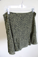 Trixxi Green Leopard Print Chiffon Mini Skirt | XL