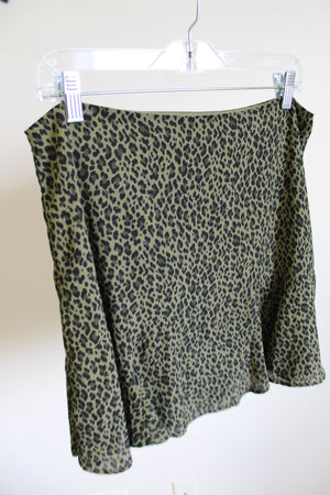 Trixxi Green Leopard Print Chiffon Mini Skirt | XL