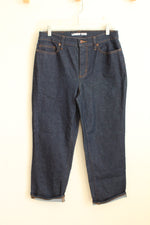 Lands' End Dark Wash Cuffed Jeans | 10