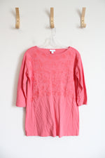 J.Jill Pink Embroidered Tunic Top | XS