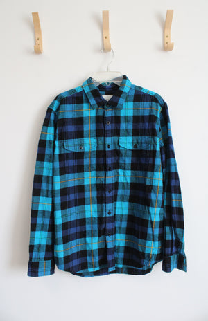 American Eagle Classic Fit Blue & Black Plaid Flannel | XL
