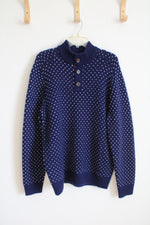 Vineyard Vines Blue & White Oysterman Birdseye Cashmere Wool Blend Sweater | L