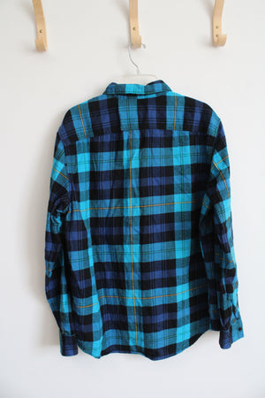American Eagle Classic Fit Blue & Black Plaid Flannel | XL