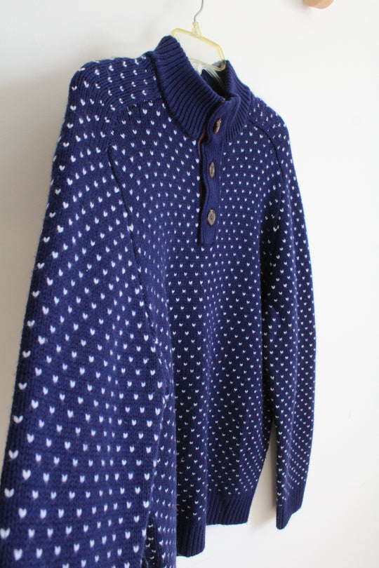Vineyard Vines Blue & White Oysterman Birdseye Cashmere Wool Blend Sweater | L