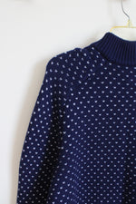 Vineyard Vines Blue & White Oysterman Birdseye Cashmere Wool Blend Sweater | L