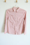 Talbots Pink Black Polka Dot Button Down Shirt | S