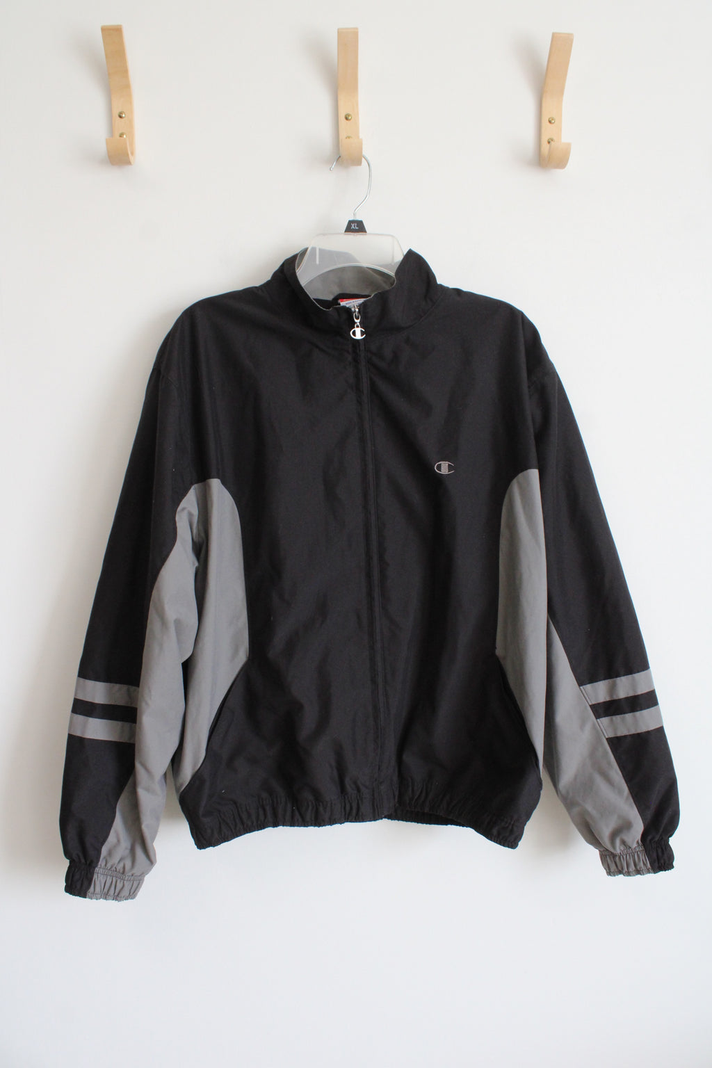 Champion Black & Gray Full Zip Jacket | M