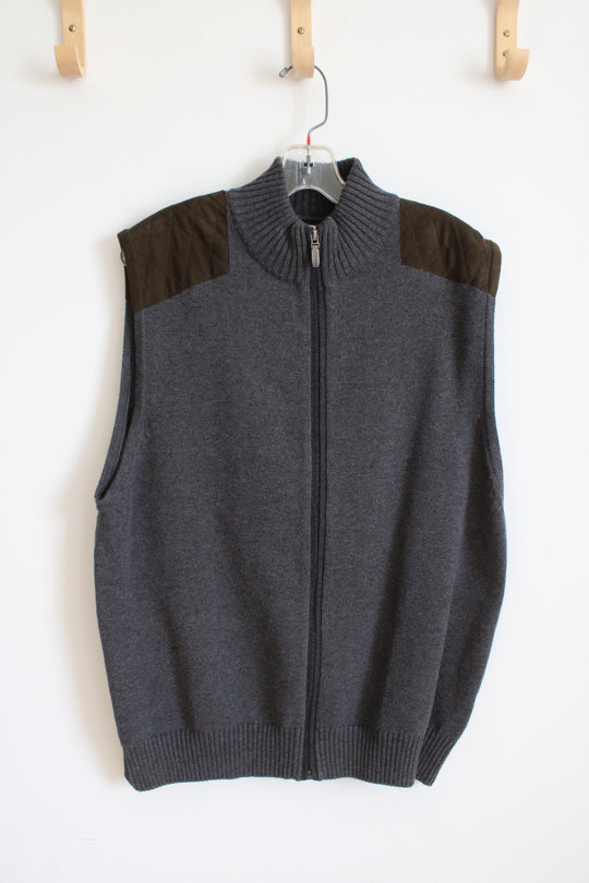 Alex Cannon Gray Cotton Full Zip Sweater Vest | L