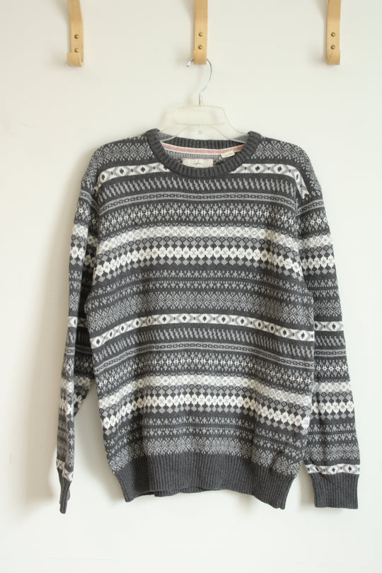 Weatherproof Vintage Gray & White Fair Isle Crewneck Sweater | XL