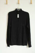 NEW Express Black Wool Blend Mock Quart Zip Sweater | M