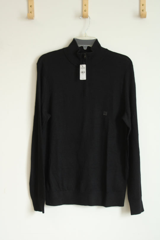 NEW Express Black Wool Blend Mock Quart Zip Sweater | M