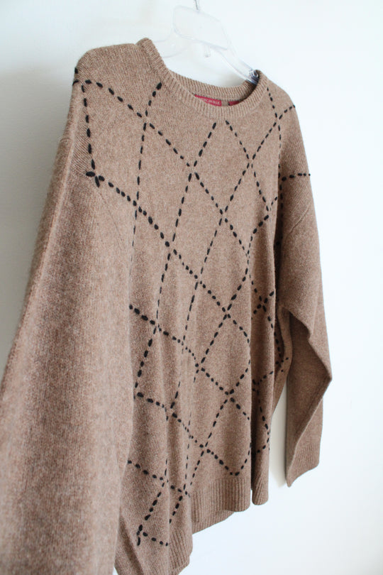 American Blue Himalayan Yak Black & Brown Argyle Sweater | L