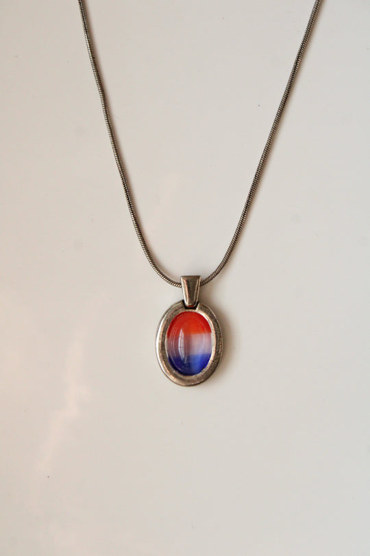 Blue Red White Pendant Sterling Silver Necklace