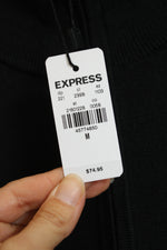 NEW Express Black Wool Blend Mock Quart Zip Sweater | M