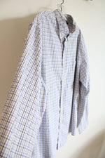 Van Heusen Classic Fit Traveler White Black Blue Gray Plaid Button Down Shirt | XL (17-17.5)