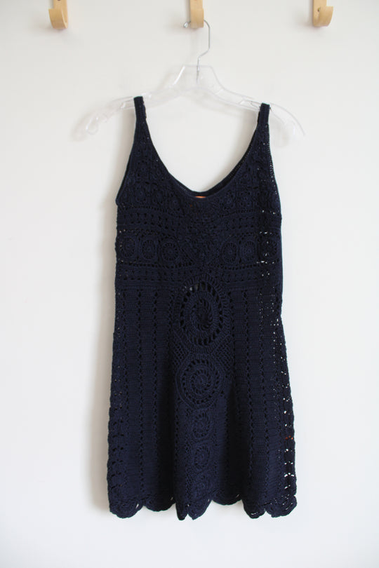 Tory Burch Navy Crocheted Cottom Dress | S